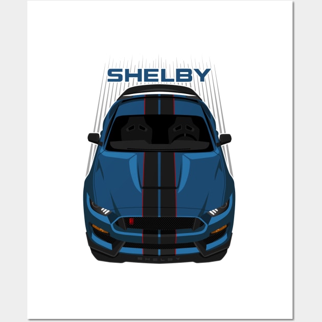 Ford Mustang Shelby GT350R 2015 - 2020 - Ford Performance Blue - Black Stripes Wall Art by V8social